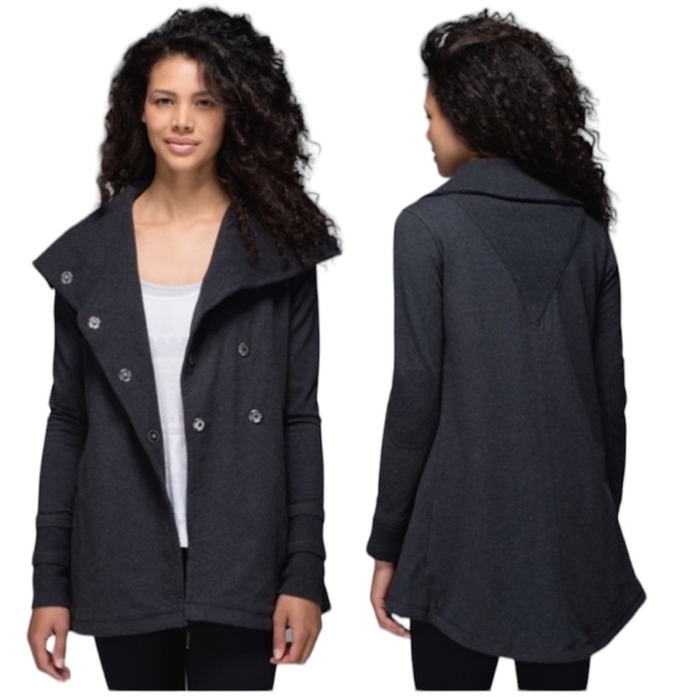 lululemon athletica Charcoal Gray Double-Breasted Knit Jacket